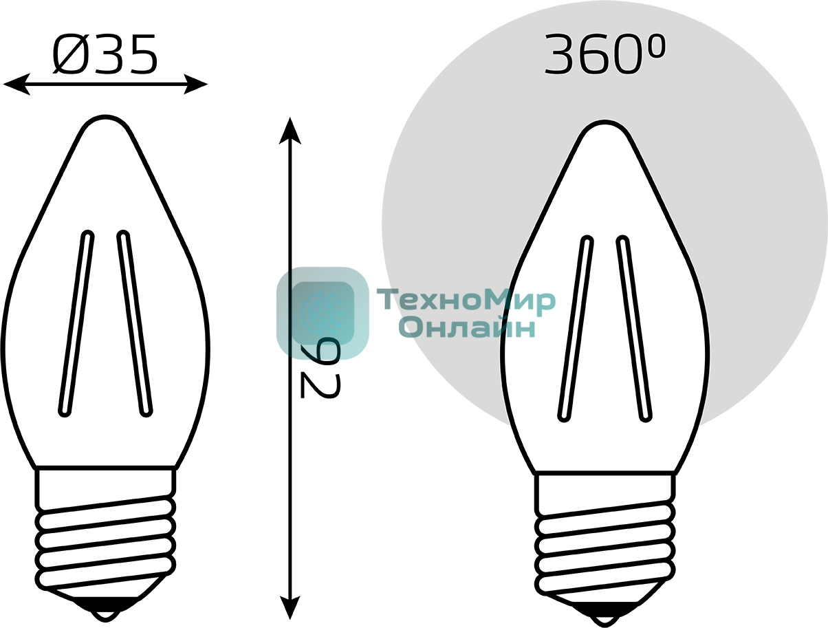 Лампа cветодиодная Filament Свеча 7W 550lm 2700К Е27 LED 1/10/50