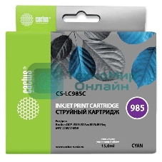 Картридж струйный Cactus CS-LC985C голубой (15 мл) для Brother DCPJ315W/DCPJ515W/MFCJ265W