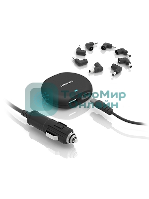 Зарядное устройство для ноутбука CROWN USB CMLC-3294 черный (Автомобильное 12V, 90W 15-20V, порт USB 5V 2.1A)