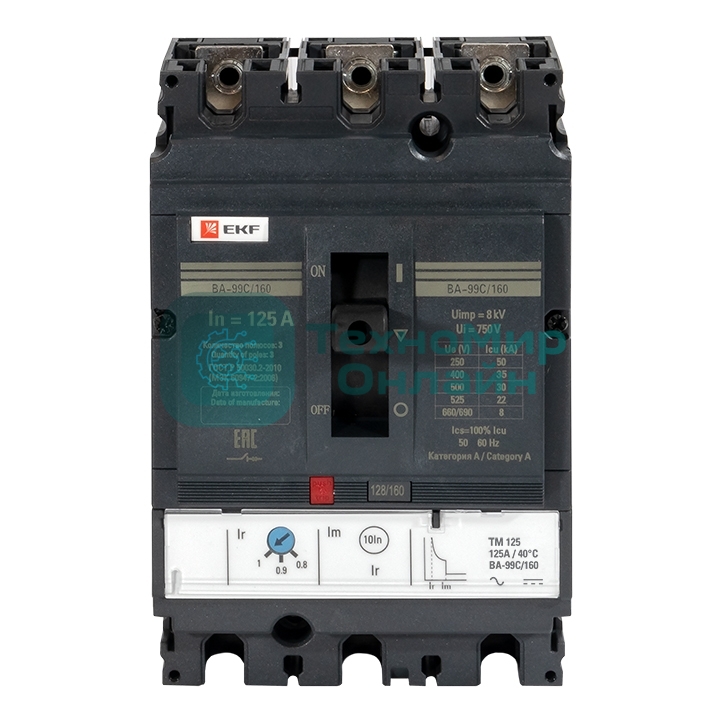 Выключатель авт. 3п ВА-99C 160/125А 36кА EKF mccb99C-160-125