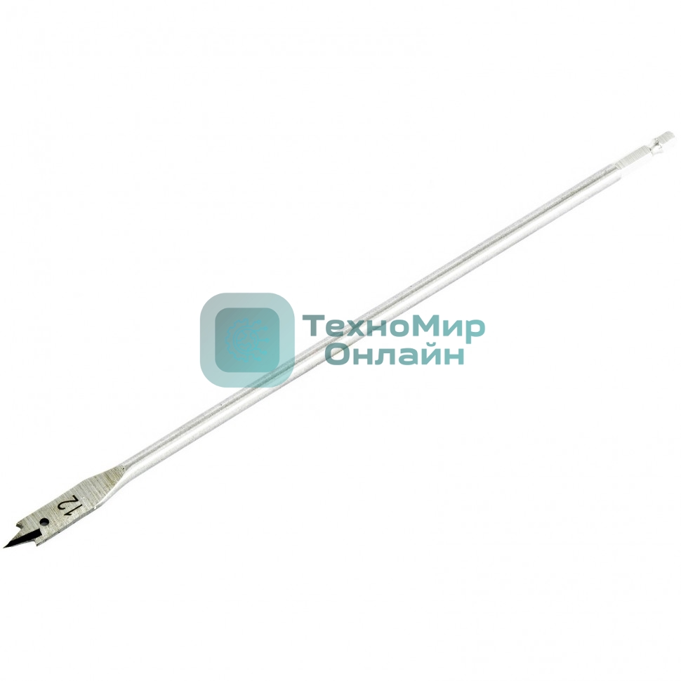 Сверло по дереву Matrix перовое удлиненное, 12 х 300 мм, 6-гранный хвостовик