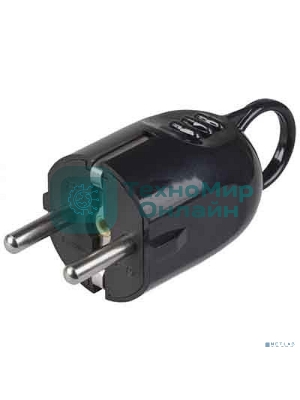 Вилка угловая ВПу12-02-Ст разборная с заземл. с кольцом 16А черный IEK EVP12-16-01-K02