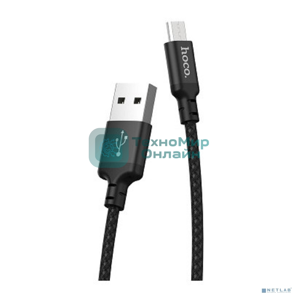 Кабель HOCO X14 черный HC-62844, USB - microUSB, 1m, 2A, Нейлон