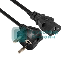 Кабель питания ExeGate Power PC-1P (Евровилка угловая Schuko->C13, VDE-250V-3*0.5мм2, медь, черный, 6A, 1м)