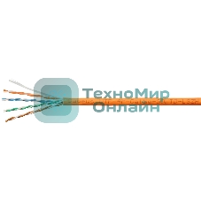 Кабель витая пара UTP (U/UTP) Cabeus UTP-4P-Cat.5e-SOLID-LSZH-100 категория 5e, 4 пары (24 AWG), одножильный, оранжевый, LSZH, нг(А)-HF, (100 м)