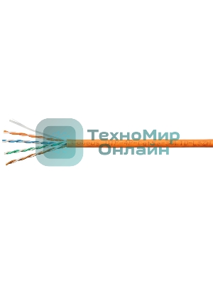 Кабель витая пара UTP (U/UTP) Cabeus UTP-4P-Cat.5e-SOLID-LSZH-100 категория 5e, 4 пары (24 AWG), одножильный, оранжевый, LSZH, нг(А)-HF, (100 м)