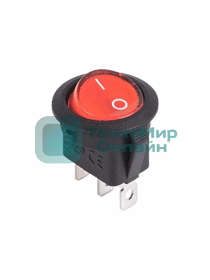 Выключатель клавишный Rexant круглый 12V 20А (3с) ON-OFF красный с подсветкой