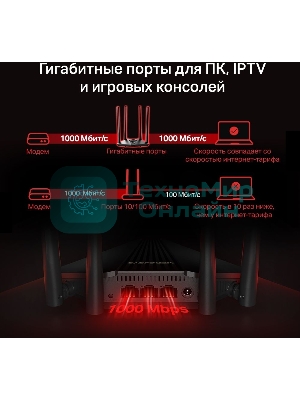 Wi-Fi роутер MERCUSYS MR30G, Wi-Fi 5, AC1200, 2.4/5ГГц, 2 LAN, черный