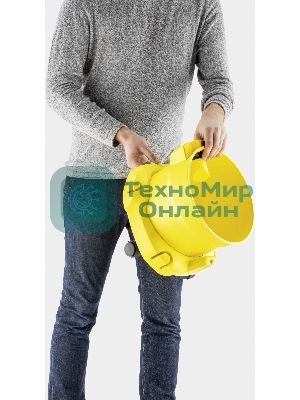 Строительный пылесос Karcher WD 2 Plus V-12/4/18 желтый, 1000 Вт, уборка сухая/сбор воды, пылесборник мешок/контейнер, 12 л