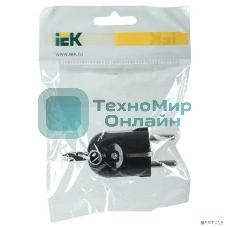 Вилка угловая ВПу12-02-Ст разборная с заземл. с кольцом 16А черный IEK EVP12-16-01-K02