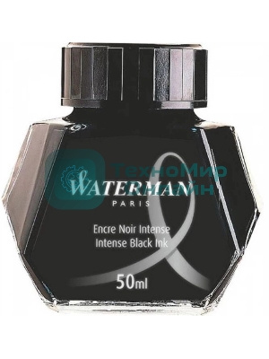 Флакон с чернилами Waterman (CWS0110710) Intense черный чернила, 50мл для ручек перьевых