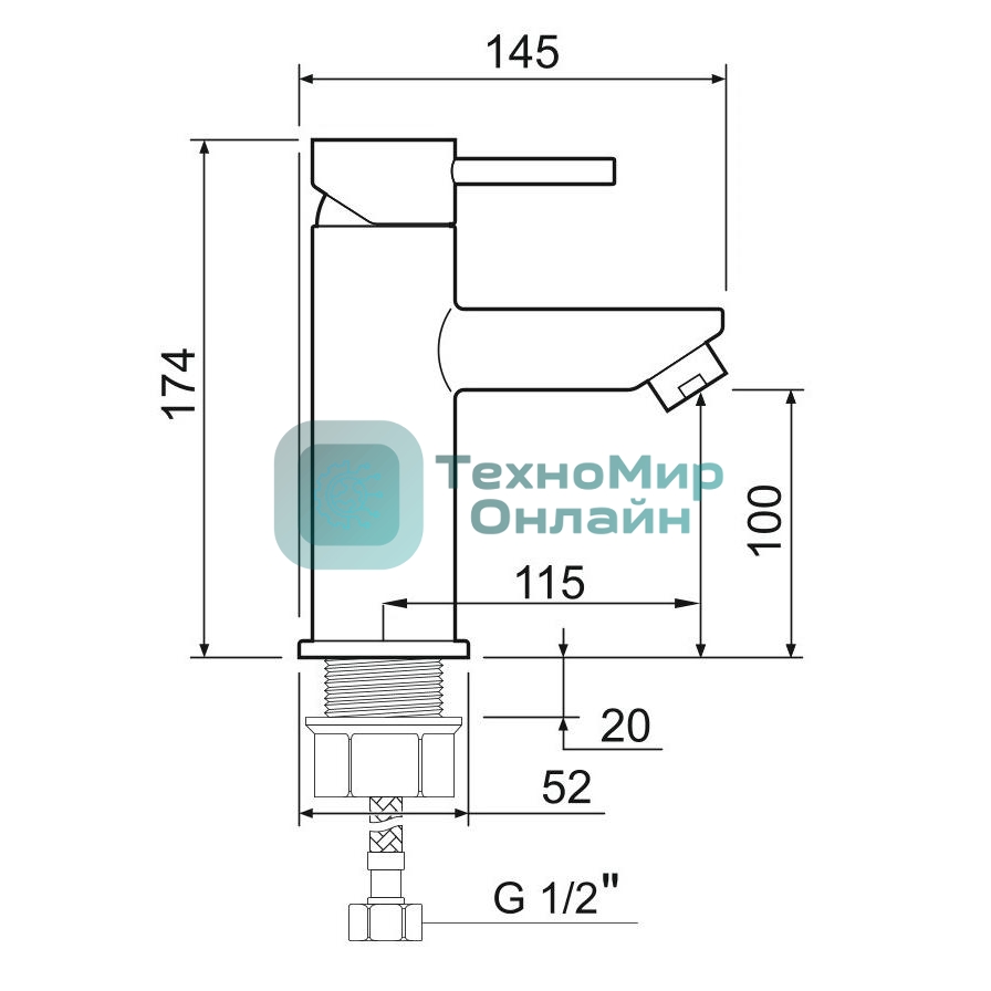 SUS124BL-001F Смеситель для умывальника, ø35