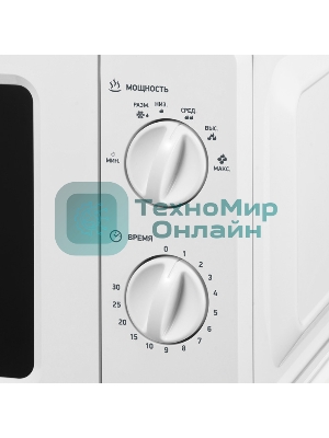 Микроволновая печь BBK 17MWS-781M/W белый, 17 л, 700 Вт, переключатели - поворотный механизм