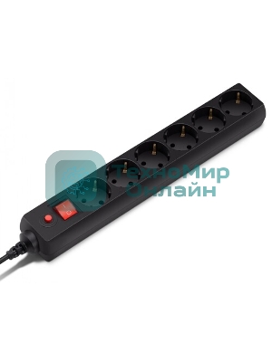 Сетевой фильтр Buro 300MDP-5-B 5м (3 розетки) черный (коробка)