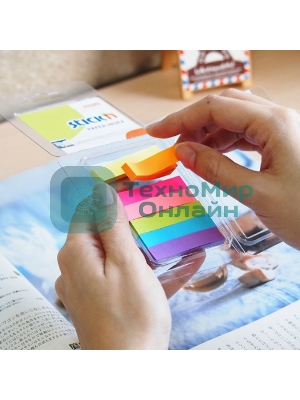 Закладки самоклеящиеся, индексы бумажные Hopax 21618 10x50мм, 7 цветов в упаковке, 40 листов, блистер