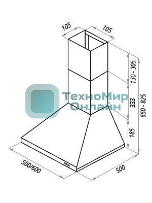 Вытяжка каминная Maunfeld Aire 50 белая, 50 см, 500 куб. м/ч, 48 дБ