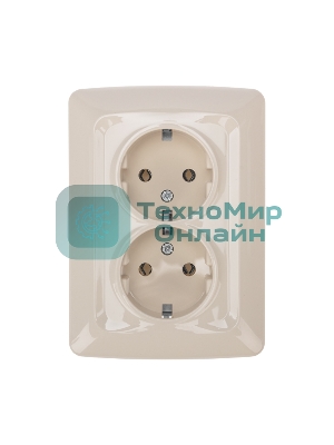 Розетка Kranz 2-ая DEA керамика с/з с/у 16А бежевый (1/10/100)