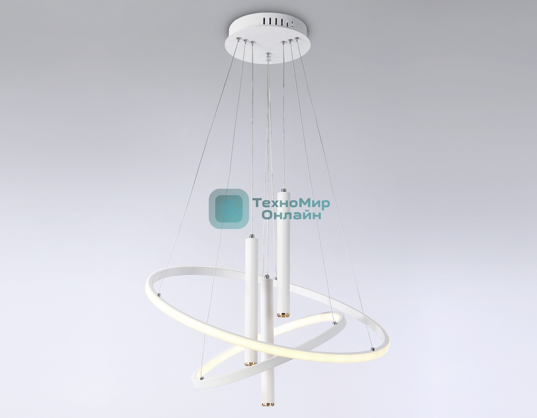 Подвесной светодиодный светильник Ambrella light FL5371/2+3 WH белый 93W 3000K/4200K/6400K+4200K D600/400*1200 (ПДУ ИК)