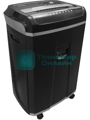 Шредер ГЕЛЕОС УМ35-4 (DIN P-4) фрагмент 3,9x30мм, 26 листов (70гр./м²), 35 литров, Уничт.скобы,скрепки,пл.карты,CD. TouchGuard.JamFree.ECO