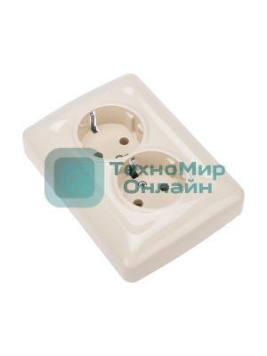 Розетка Kranz 2-ая DEA керамика с/з с/у 16А бежевый (1/10/100)