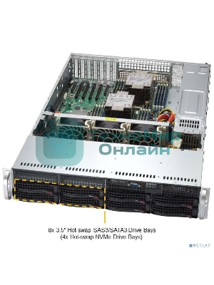 Серверная платформа SuperServer SYS-621P-TR (X13DEI, CSE-825BTS-R1K23LPP1) (2U, LGA-4677, Intel® C741, 16xDDR5 Up to 4TB ECC RDIMM, 8x3.5