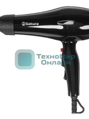 Фен SAKURA SA-4044BK Professional черный, 2000 Вт, компактный