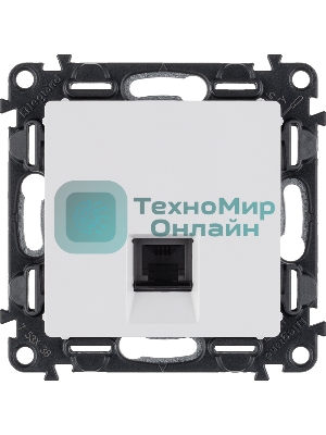 Телефонная розетка RJ11 одиночная.С лицевой панелью.Белая