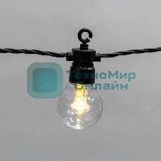 Уличная гирлянда Neon-night Лофт, черный каучук, 20 прозрачных ламп, влагостойкая IP65