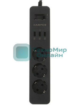 Удлинитель с USB зарядкой HARPER UCH-315 черный