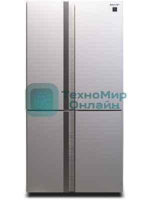 Холодильник Sharp SJGX98PWH белое стекло четырехкамерный 394/211л морозилка снизу, No Frost, Side by Side