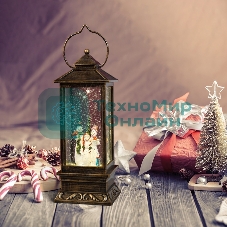 Декоративный фонарь с эффектом снегопада и подсветкой Новый год