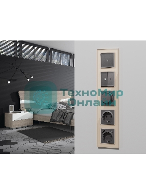 Комплект механизма электрической розетки ALFA Антрацит серый 2USB A+C 20W (быстрая зарядка) с/з QUANT (AP6600, VM160) MA660010