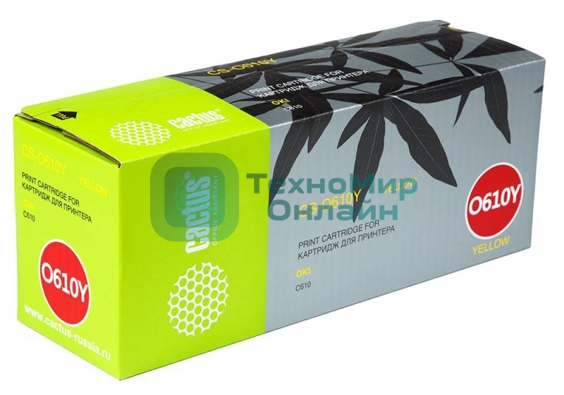 Картридж лазерный Cactus CS-O610Y желтый (6000 стр.) для Oki C610 series