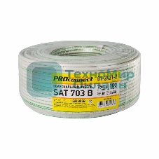 Кабель коаксиальный PROconnect SAT 703 B, CCS/Al/Al, 75%, 75 Ом, бухта 100 м, белый