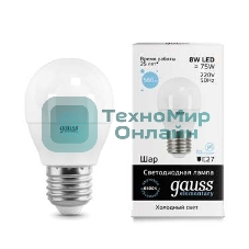 Лампа светодиодная LED Gauss Elementary Globe 8Вт E27 6500К