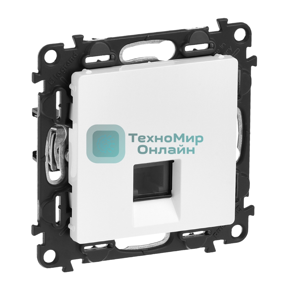 Телефонная розетка RJ11 одиночная.С лицевой панелью.Белая