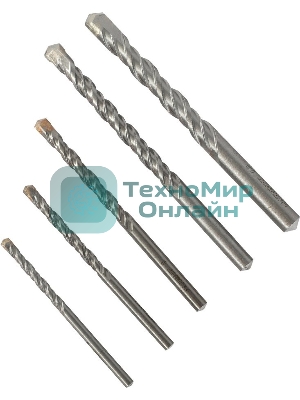 Набор сверл по бетону PATRIOT, 5 шт: 4x75 мм, 5x85мм, 6x100 мм, 8x120 мм, 10x120 мм, в боксе