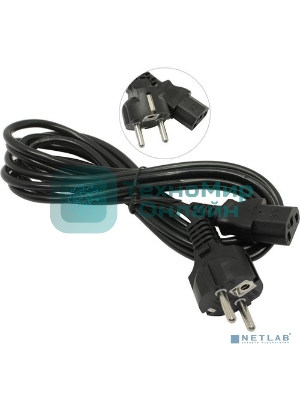 Кабель питания ExeGate Power PC-3P (Евровилка Schuko->С13) VDE-250V-3*0.5-CU, 6A, черный, 3м