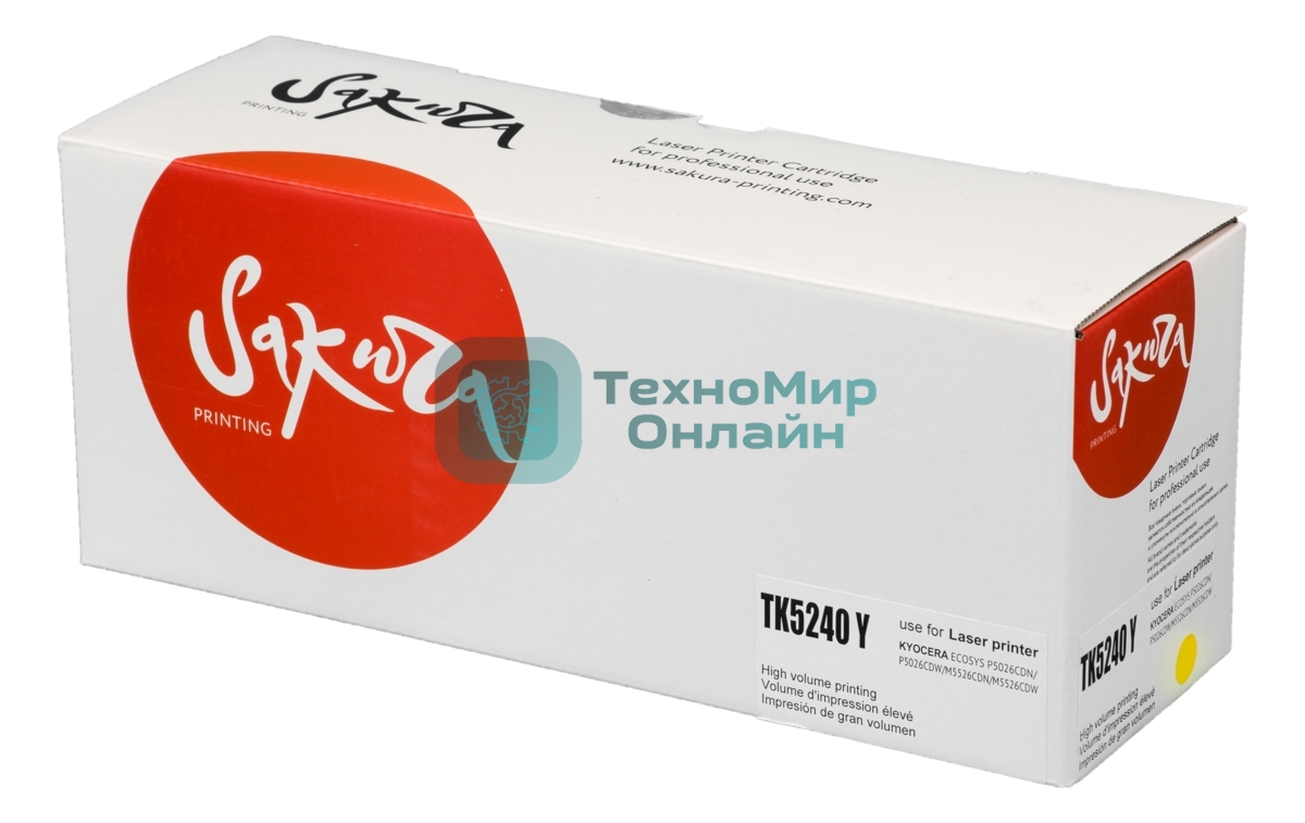 Картридж Sakura TK5240Y для Kyocera Mita ECOSYS p5026cdn/p5026cdw/m5526cdn/m5526cdw, желтый, 3 000к.