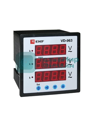 Вольтметр цифровой VD-963 на панель 96х96 трехфазный EKF vd-963