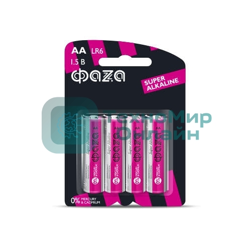 Элемент питания алкалиновый LR 6 Super Alkaline BL-4 (уп.4шт) ФАZА 4895205000285, 1.5 В