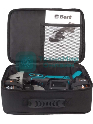 Угловая шлифовальная машина аккумуляторная Bort BWS-18Li-125 Диам. диска 125 мм; Аккумулятор 4 А.ч; Скорость холостого хода 4 000 - 9 000 об/мин;