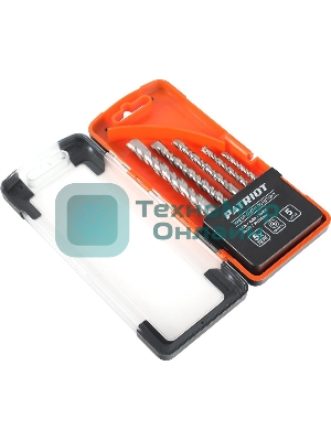 Набор сверл по бетону PATRIOT, 5 шт: 4x75 мм, 5x85мм, 6x100 мм, 8x120 мм, 10x120 мм, в боксе