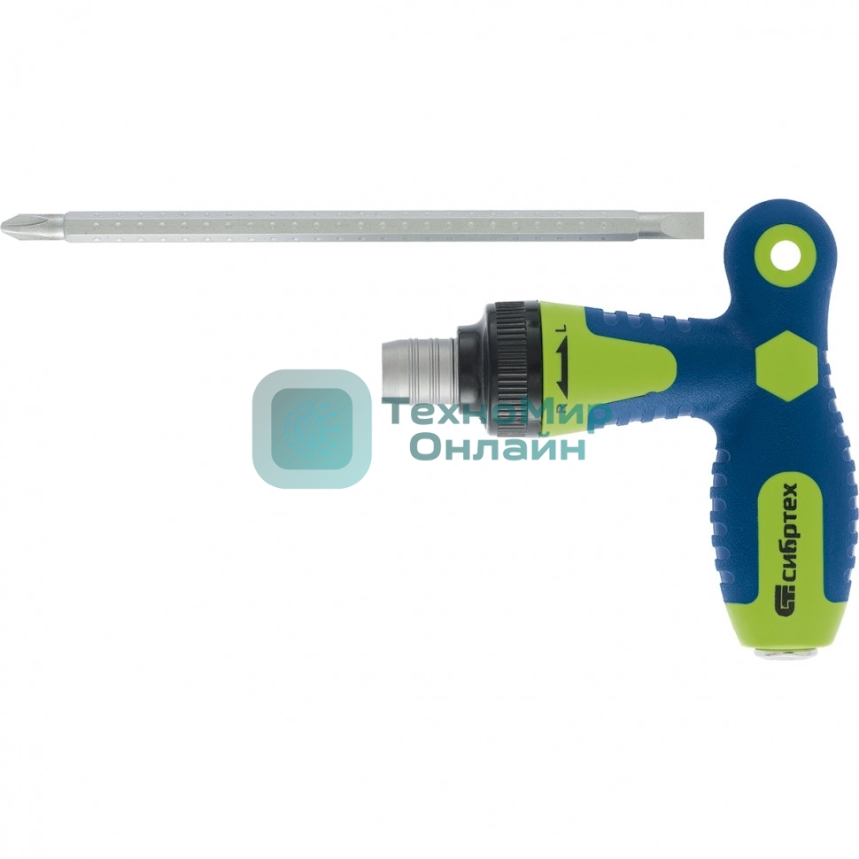 Отвертка Сибртех реверсивная Т-образная комбинированная PH2/SL6, CrV