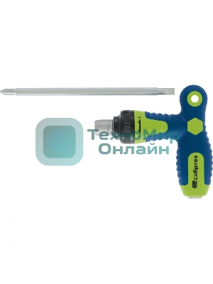 Отвертка Сибртех реверсивная Т-образная комбинированная PH2/SL6, CrV