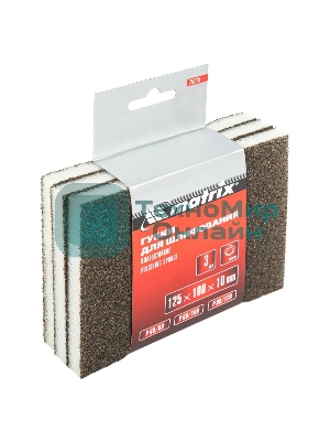 Губка для шлифования Matrix, 125 х 100 х 10 мм, мягкая, 3 шт., P 60/80, P 60/100, P 80/120