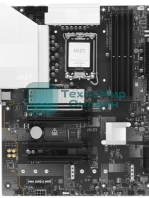 Материнская плата MSI PRO Z890-P WIFI, LGA 1851, Intel Z890, 4xDDR5, 4xSATA, 4xM.2, 1xPCIe 5.0 x16, 2xPCIe 4.0 x4, 1xPCIe 3.0 x1, 1xHDMI, 1xDP, 1xUSB-C Thunderbolt 4, 1xUSB-C 3.2 Gen 2, 1x 5Gb LAN, 2xUSB-A 3.2 Gen 1, 1xUSB-A 3.2 Gen 2, 4xUSB-A 2.0, 3x3.5 мм, 7.1, ATX