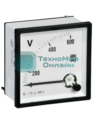 Вольтметр Э47 72х72мм 600В кл. точн. 1.5 IEK IPV10-6-0600-E