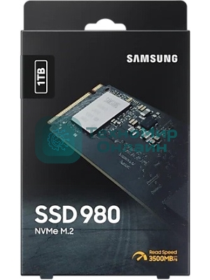 Накопитель SSD Samsung 980, 1000Gb, PCIe 3.0 x4, M.2 2280, NVMe, R/W 3500/3000