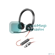 Проводная гарнитура Poly Blackwire 3320 Stereo-M черный, накладные, USB